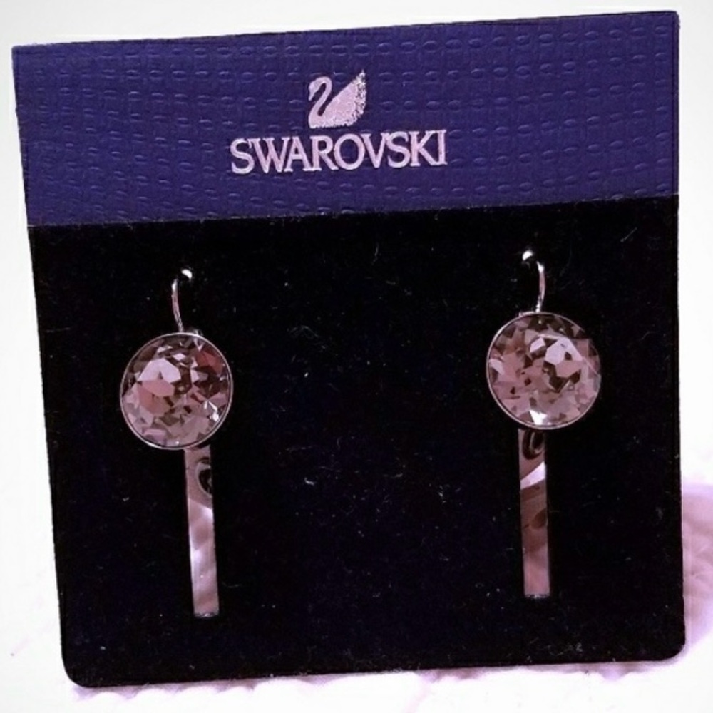 RARE FIND, LARGE, Authentic Swarovski Bella Drop Earrings, Light Pink. BNIB. - Picture 3 of 12